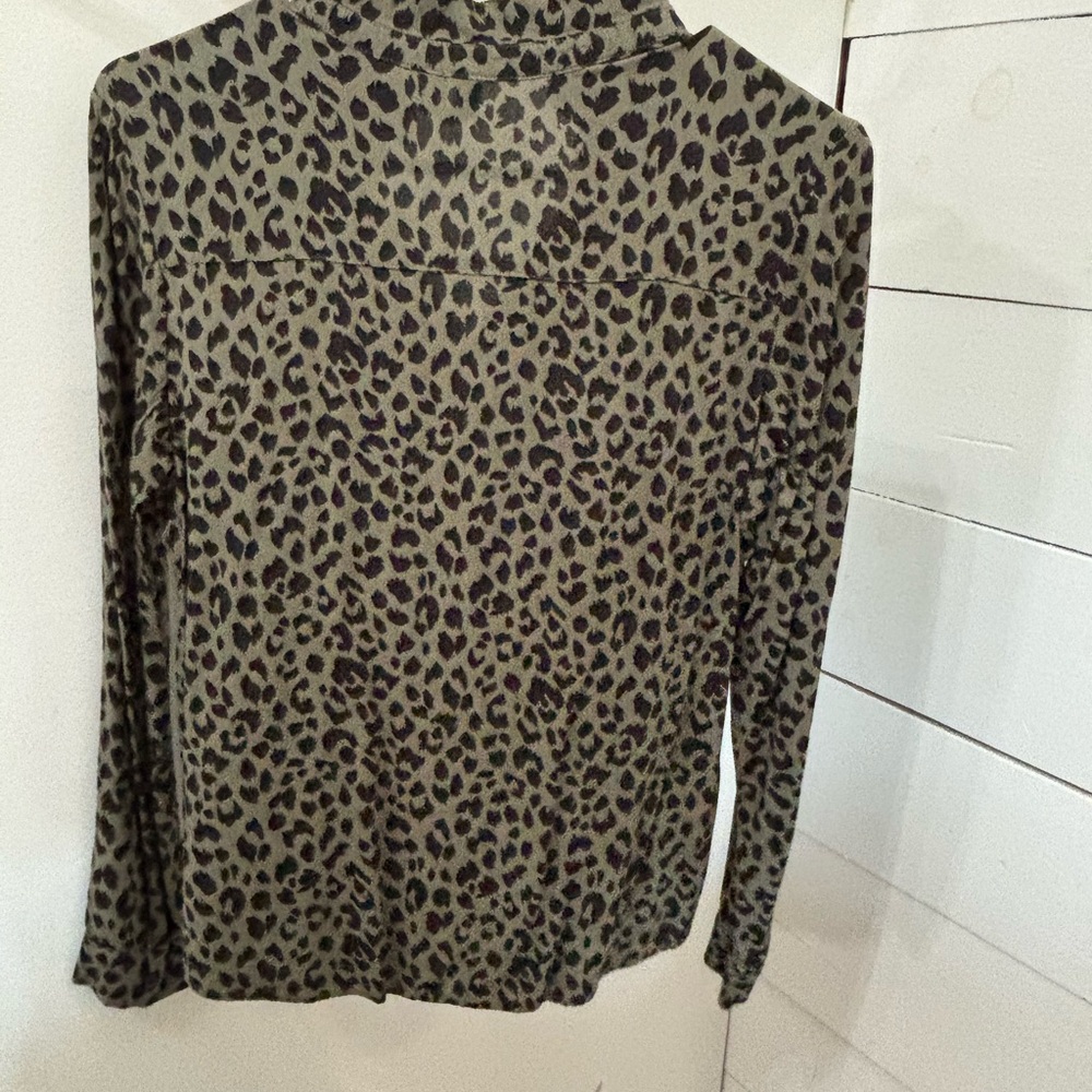 Divided Black and Gray Leopard Print Button Down Shirt